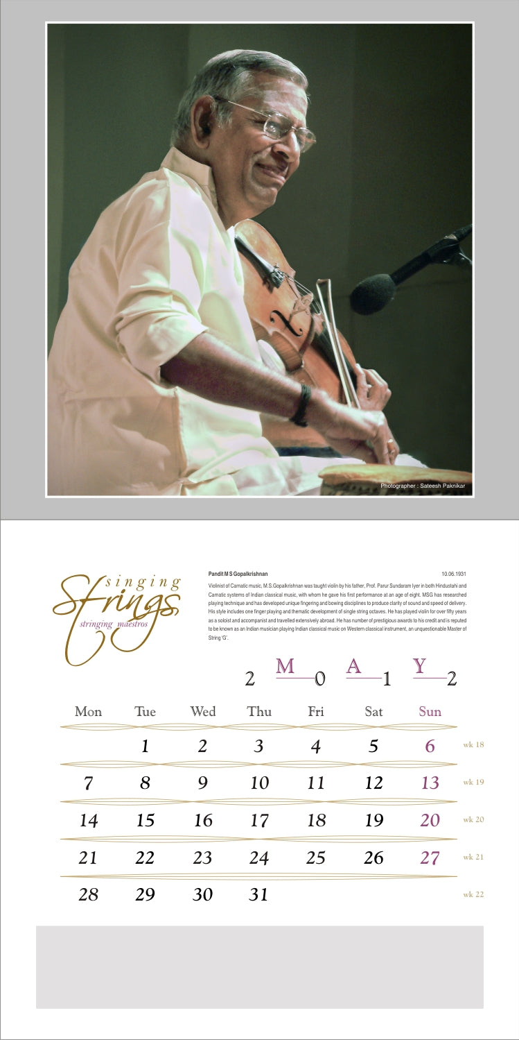 Singing Strings | Collectible Photo Calendar | 2012