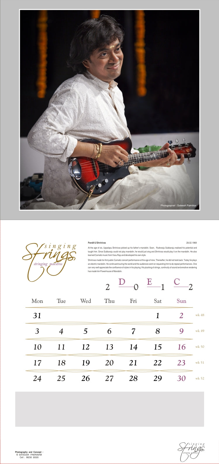 Singing Strings | Collectible Photo Calendar | 2012