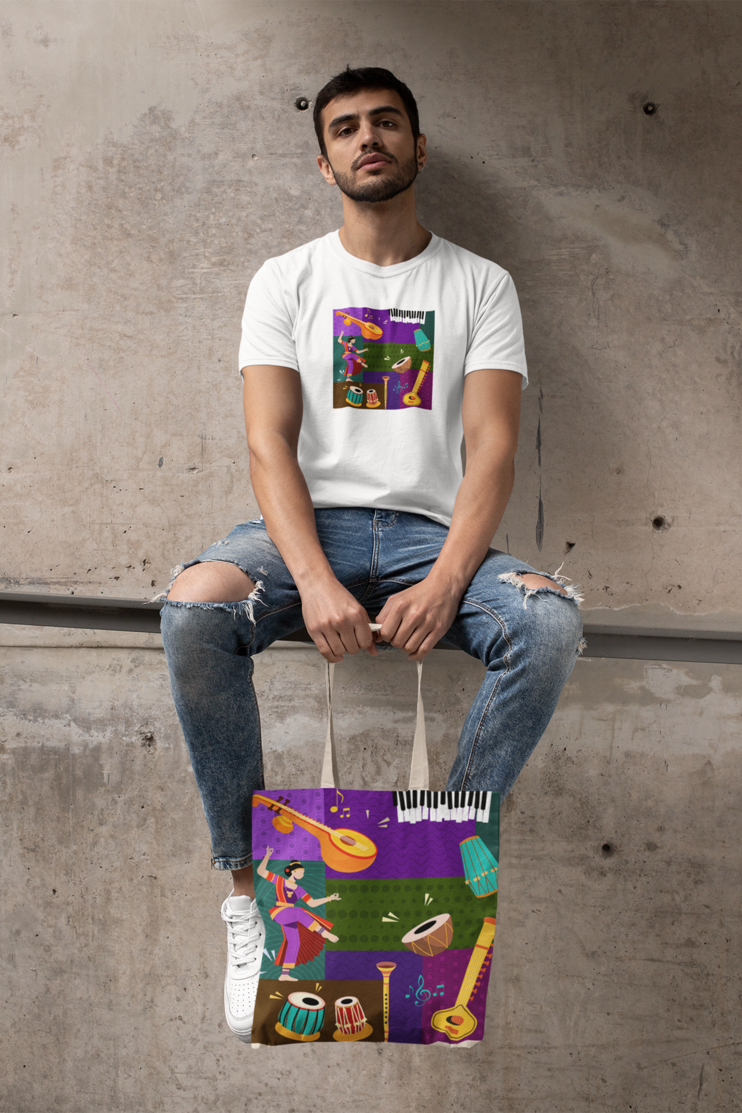 Indian Music Collage | Tote Bag