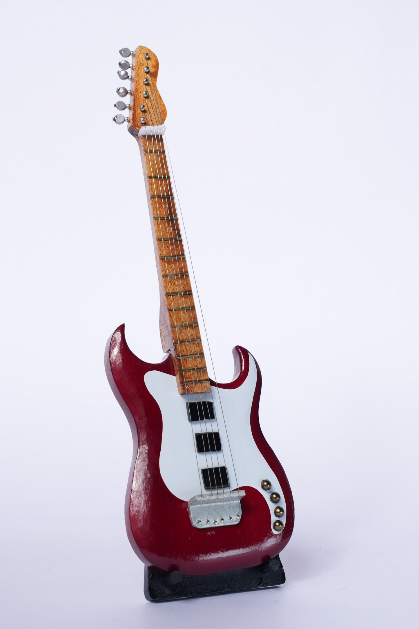 Premium Wooden Miniature - Red Electric Guitar