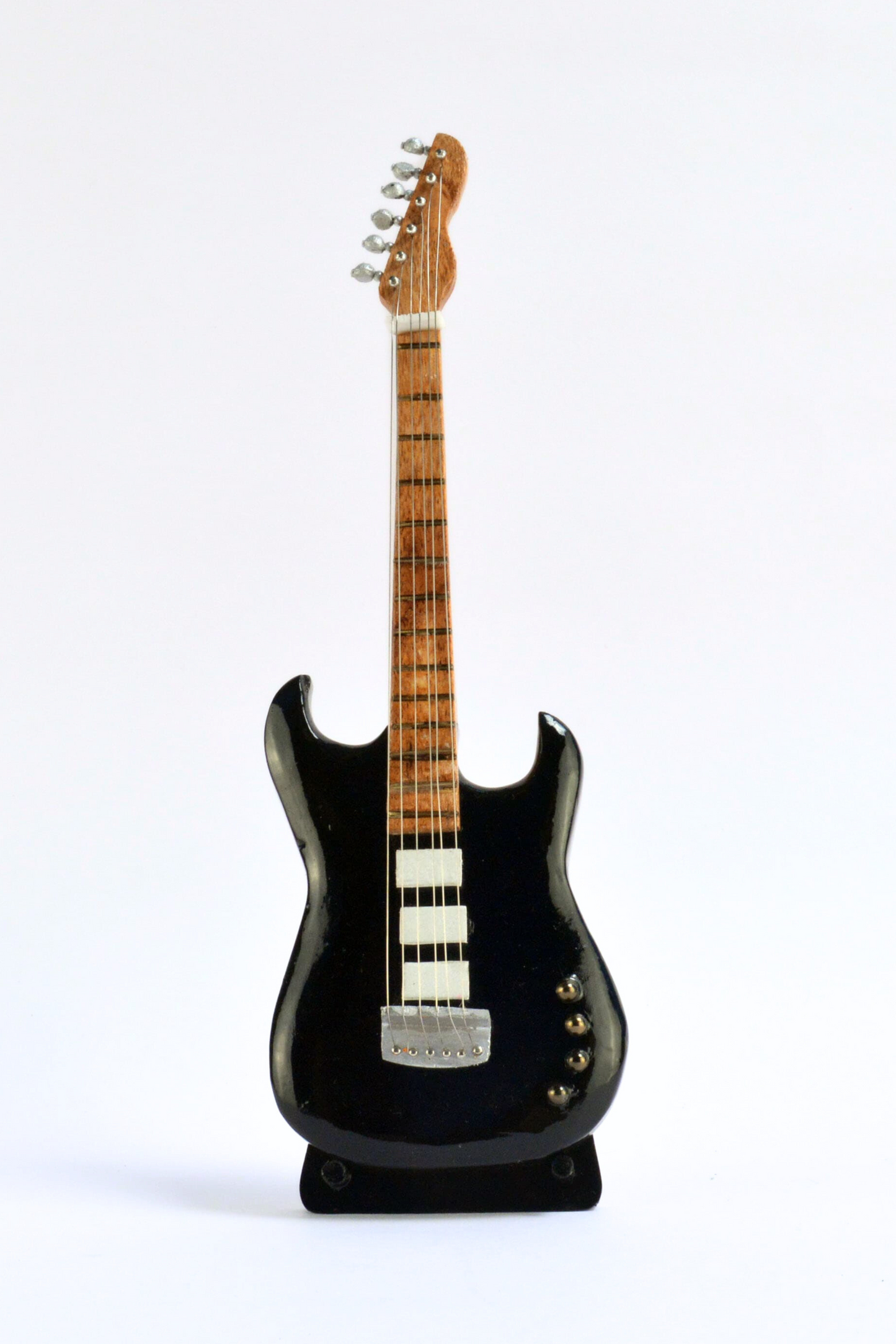 Premium Wooden Miniature - Black Electric Guitar